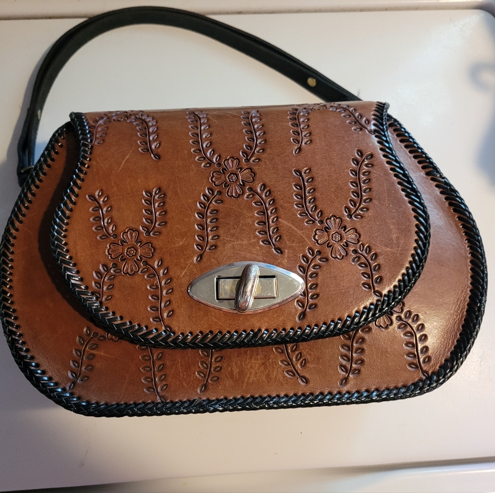 Vintage Tooled Leather Bag